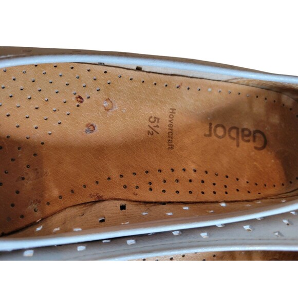Gabor Hovercraft Flats Off White Shimmer Perforated Suede Shoes Career US 5.5 - Picture 8 of 9